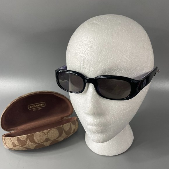 Coach Sadie S607 Gloss Black on Purple Frame Grey Lens Sunglasses 49-19-135 - Picture 1 of 12